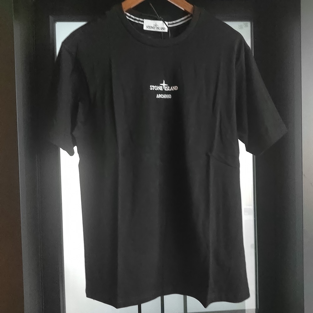 Stone Island Archivo Lino Watro Camouflage Ptinted Graphic Balck Tee